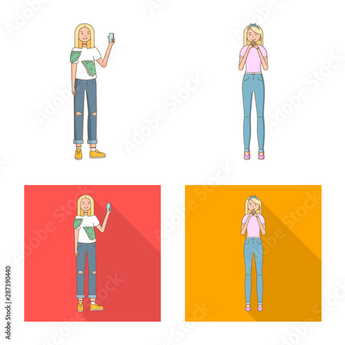 Vector design of posture and mood symbol. Collection of posture and female vector icon for stock.