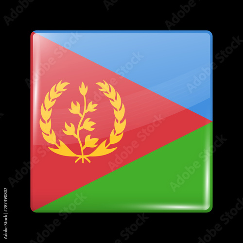 Flag of Eritrea. Glossy Icon Square Shape. Vector