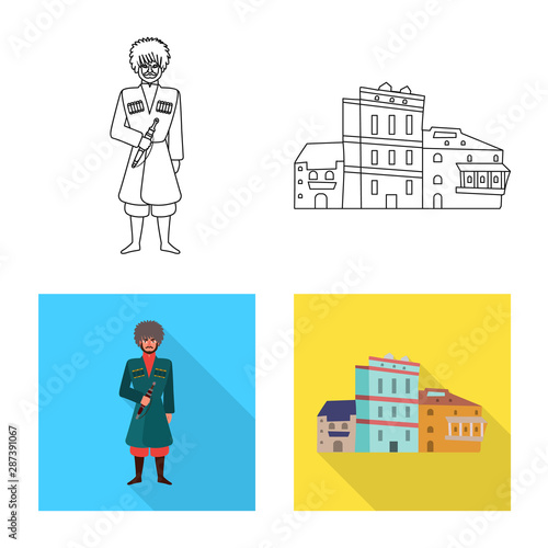 Isolated object of culture and sightseeing sign. Collection of culture and originality stock vector illustration.