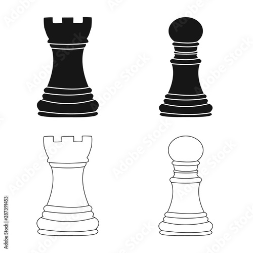 Vector design of checkmate and thin symbol. Collection of checkmate and target vector icon for stock.