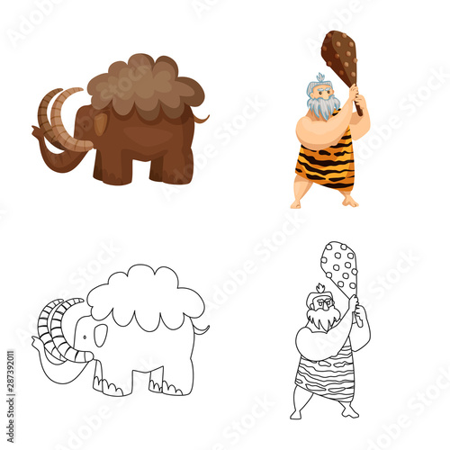 Vector illustration of evolution and prehistory symbol. Set of evolution and development stock vector illustration.