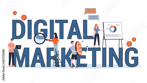 Digital marketing concept banner. Social network, media