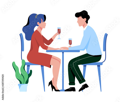 Man and woman in restaurant on the romantic date