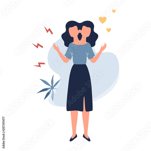 Woman with bipolar disorder. Sad and happy girl