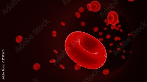 Realistic 3d rendering of a Red blood cell (erythrocytes) in a vein