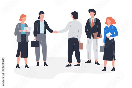 Discussion and brainstorming in team concept illustration