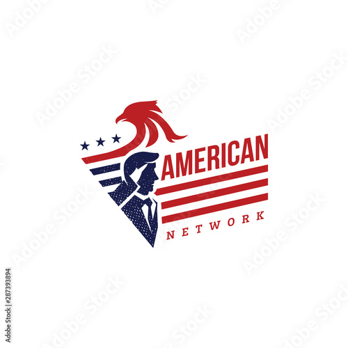 American eagle salute worker patriotic logo symbol template