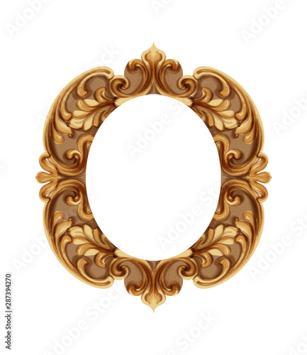 Baroque luxury golden frame Vector. Elegant mirror decor. Victorian ornaments...