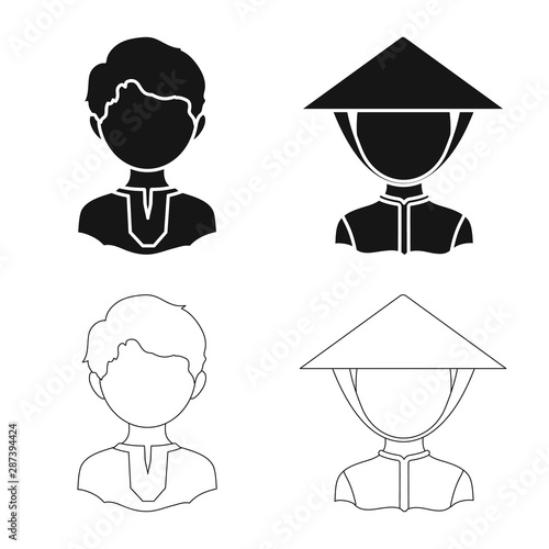Vector illustration of imitator and resident logo. Set of imitator and culture stock vector illustration.