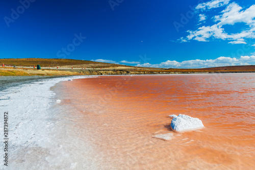 Salt lake in Tierra del Fuego in Argentina photo