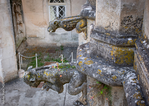 Gargoyle With Wildflowers on Bussaco Palace Hotel, Luso, Portugal photo