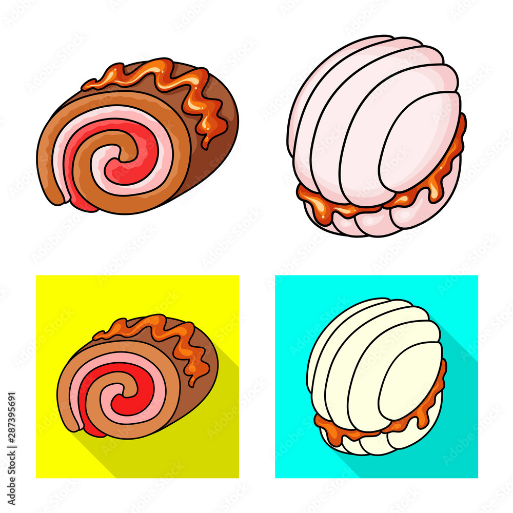 Vector design of confectionery and culinary symbol. Set of confectionery and product stock symbol for web.