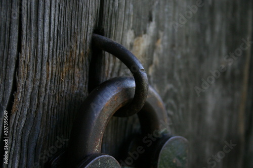 Obraz na plátně a padlock on the wood