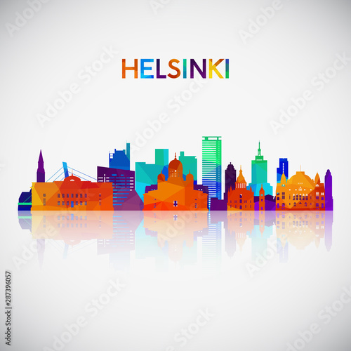 Helsinki skyline silhouette in colorful geometric style. Symbol for your design. Vector illustration.