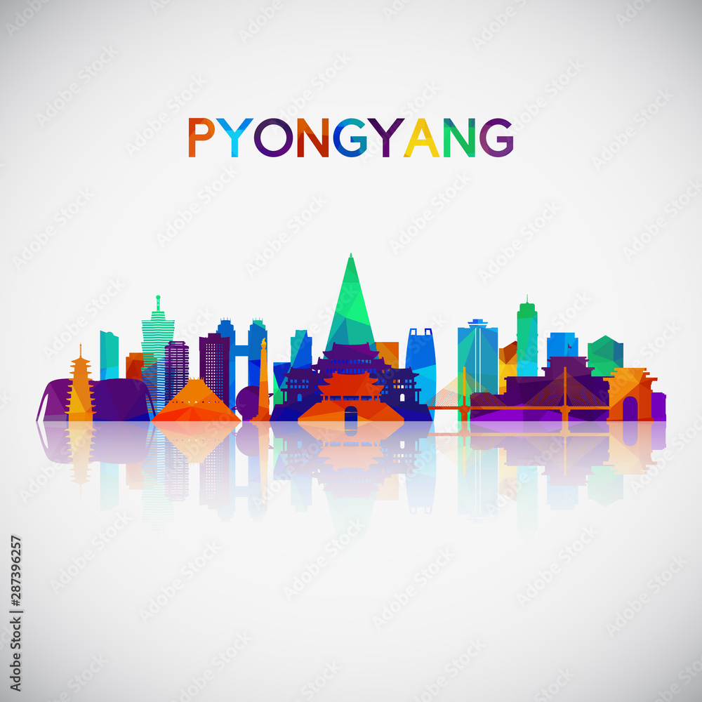 Pyongyang skyline silhouette in colorful geometric style. Symbol for your design. Vector illustration.