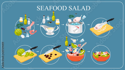Tasty seafood salad recipe. Cooking at home