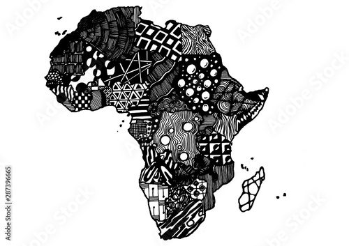 Africa continent map. Sketch hand drawn