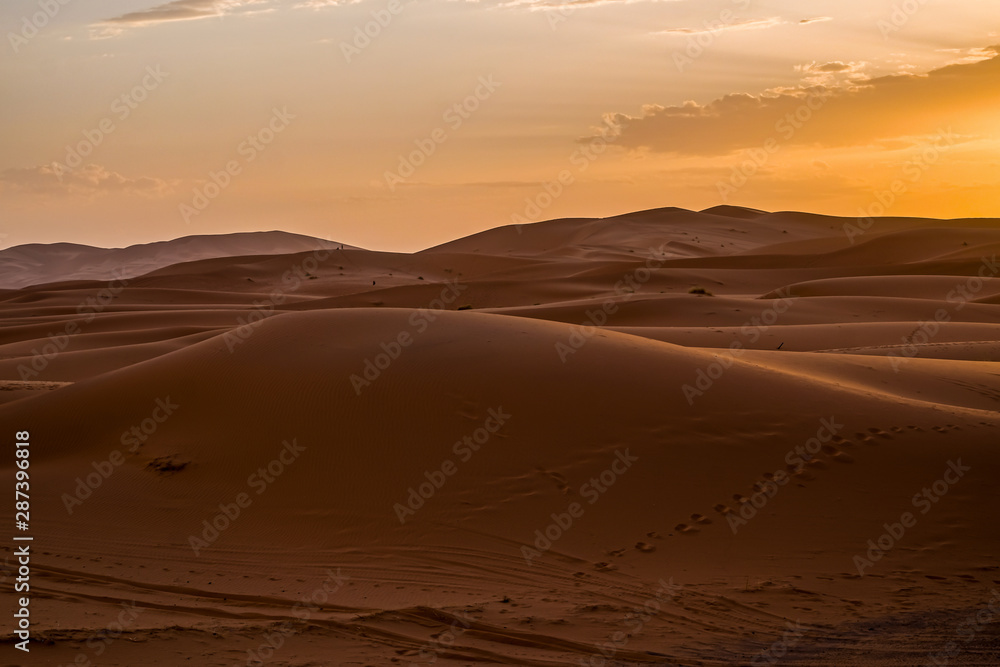 Desert nearby Merzouga, Morocco, in the early morning light