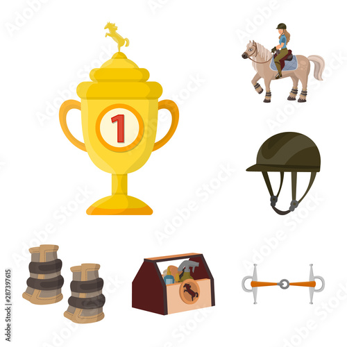 Vector design of horseback and equestrian symbol. Collection of horseback and horse vector icon for stock.