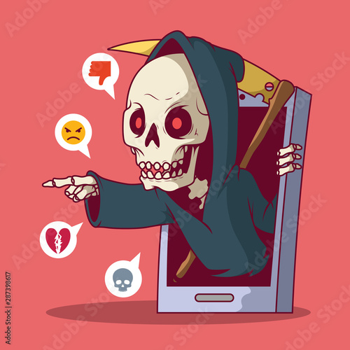 Hacker Reaper concept illustration. Hacker, technology, communication, security design concept