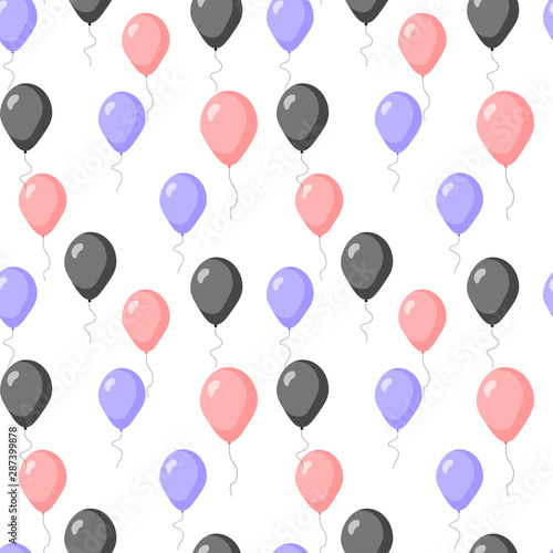 Seamless patterns with balloons on the white background for birthday, party, celebration. Perfect for wallpaper, wrapping paper, scrapbook, textile and other design. 