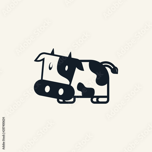 cow logo funny flat black