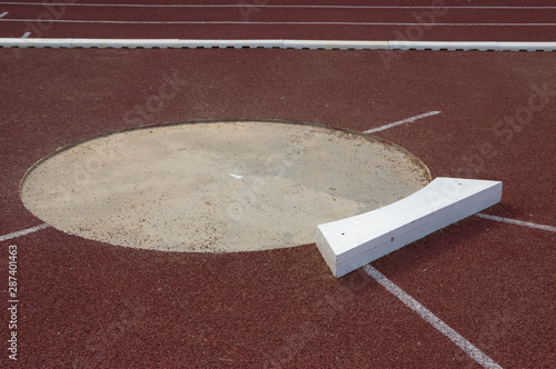 Shot put sector area, field athletics sport.