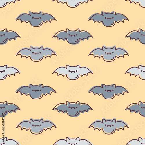 Seamless halloween pattern with cute bats for greeting card, gift box, fabric, web design.
