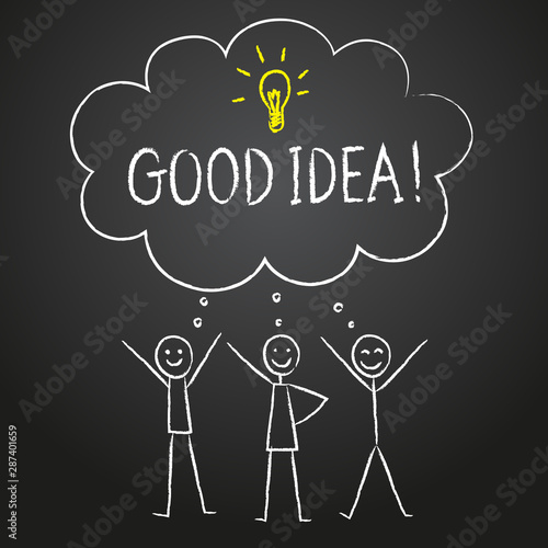 Doodle childish style people having a good idea.