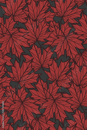 Seamless texture with Maple leaves. Autumn Vintage style Illustration. © faiyiro