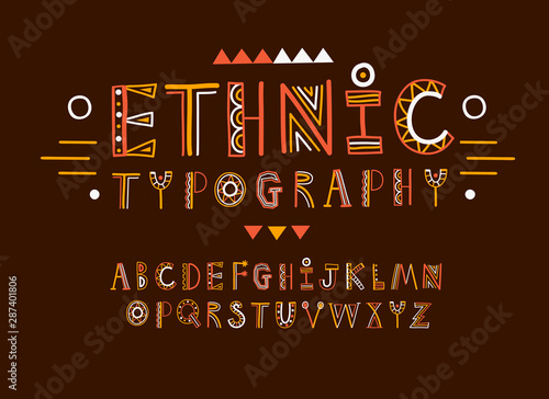 Ethnic style colorful decorative typeset.