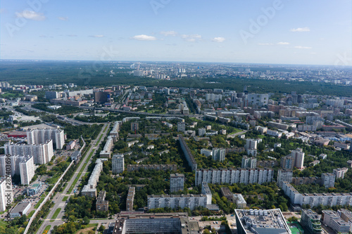 View of moscow from above, from the top of the television tower