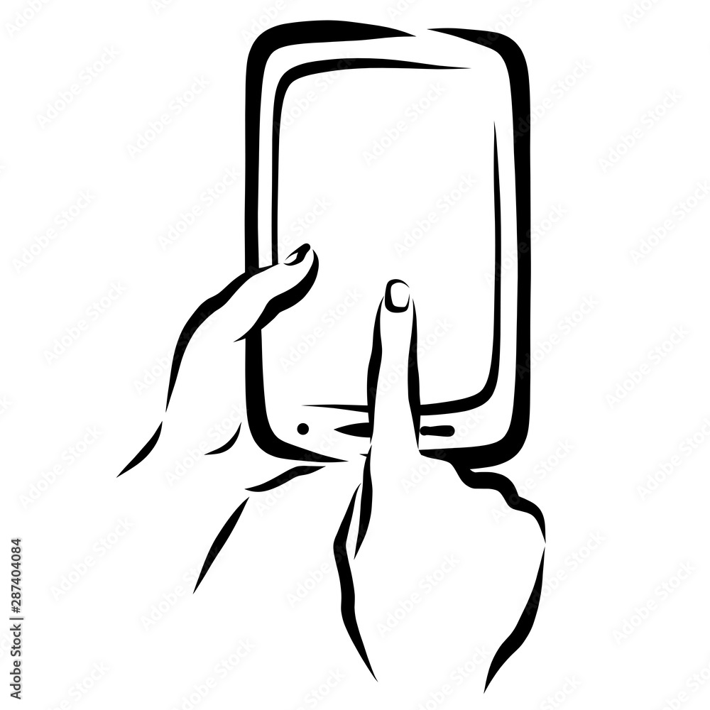 Fotografie finger shows something on the smartphone screen