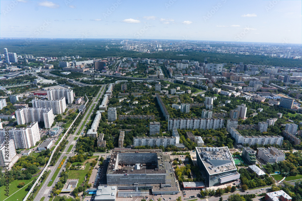 View of moscow from above, from the top of the television tower