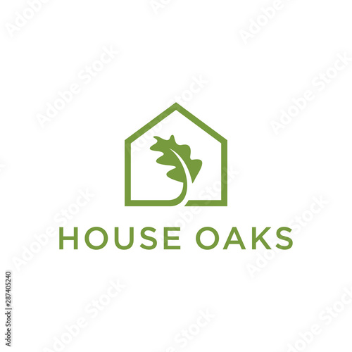 Modern Oak Tree and Leaf Logo Template