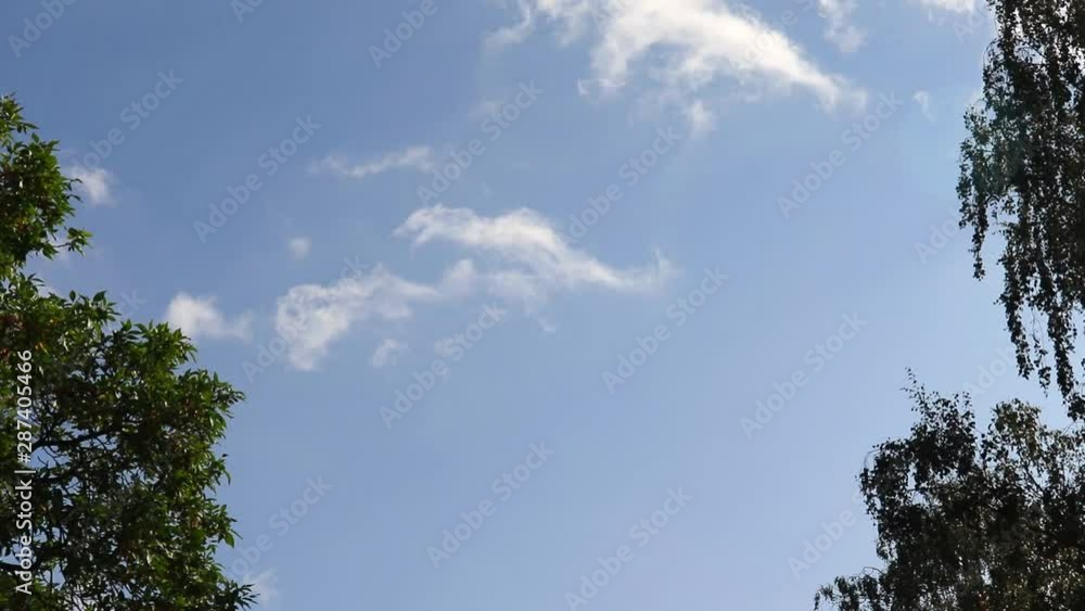 Timelapse of the sky. Flying, swirling in the air, swirling white clouds against a blue sky. Timelapse of the sky. Flying, swirling in the air, swirling white clouds against a blue sky.