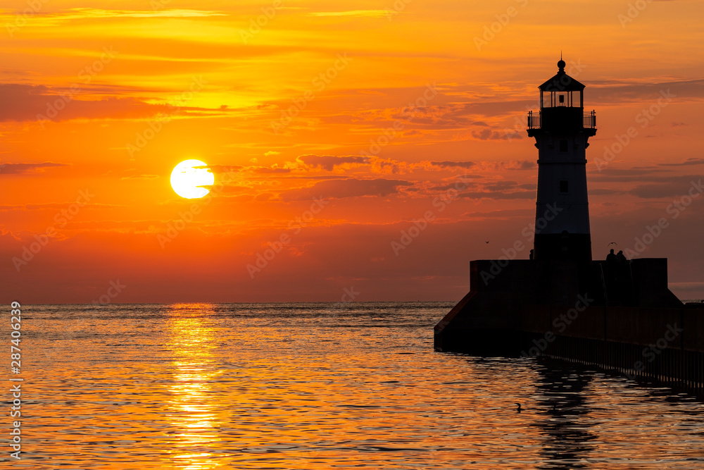 Lake Superior Breakwater Lighthouse At Sunrise