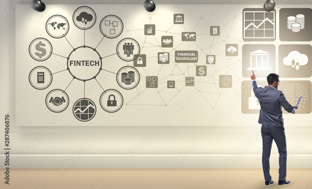 Businessman in financial technology fintech concept Businessman in financial technology fintech concept