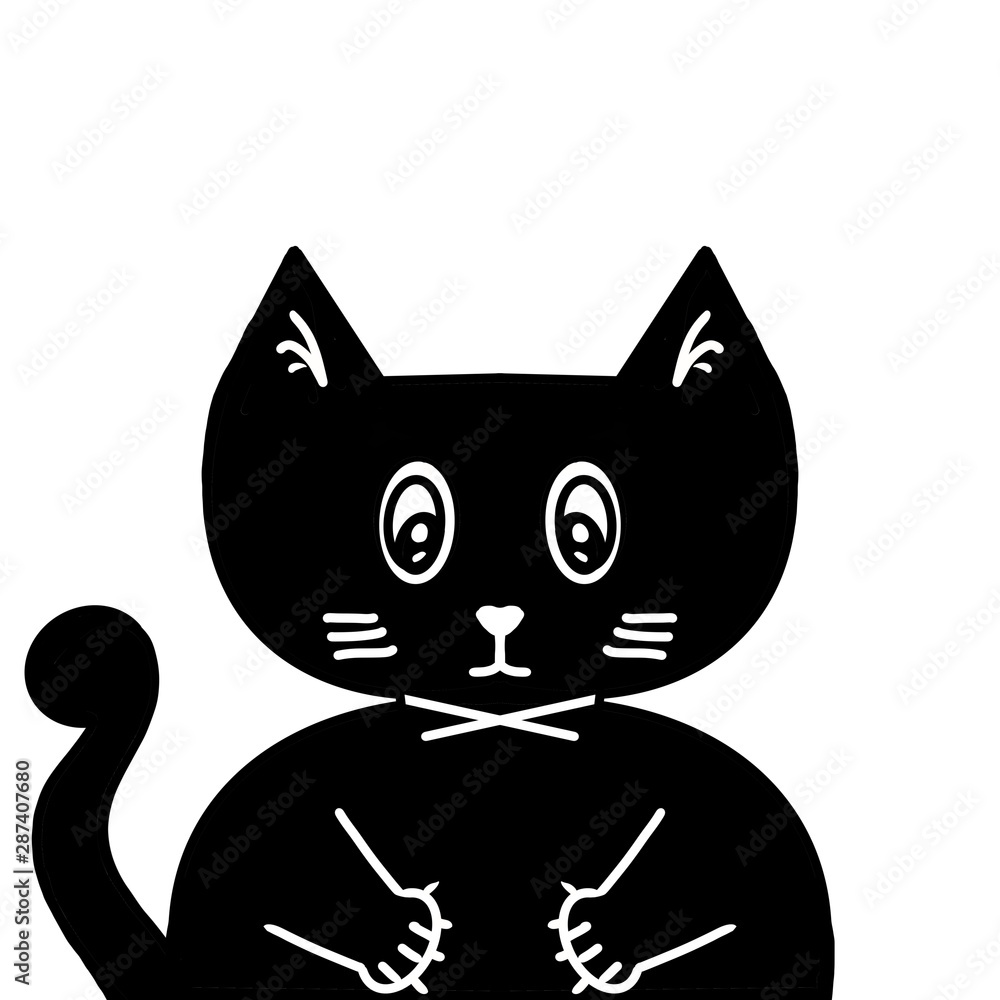 Hand drawing black cat, Animal Cartoon Hand drawing black cat, Animal Cartoon