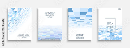 Blue light futuristic covers - mosaic geometric design.