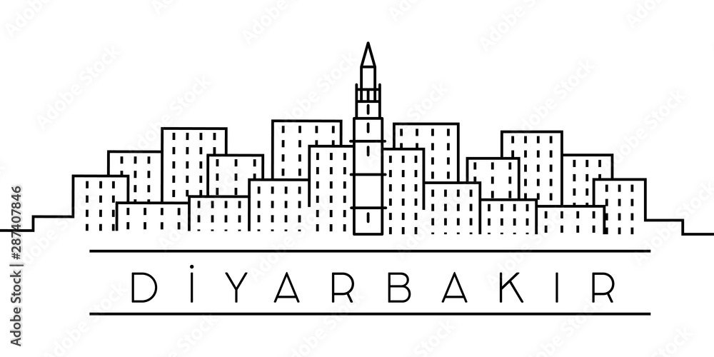 Diyarbakir city outline icon. Elements of Turkey cities illustration icons. Signs, symbols can be used for web, logo, mobile app, UI, UX