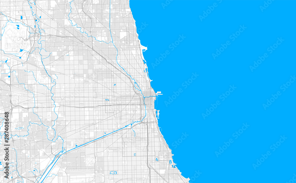 Obraz premium Bogata mapa szczegółowa wektorowa Chicago, Illinois, USA