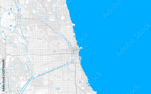 Rich detailed vector map of Chicago, Illinois, U.S.A.