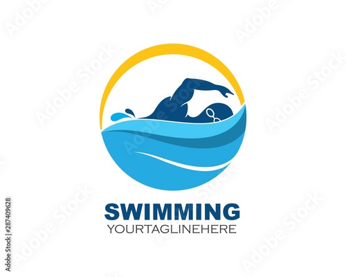 swimming icon logo vector illustration design