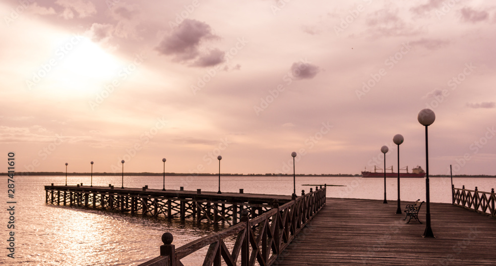 General Flores Pier, in front of the industrial loading dock of Nueva Palmira, on the Uruguay River. Nueva Palmira, Uruguay