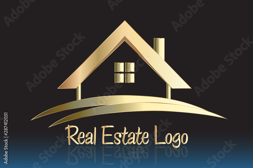 Real estate golden house logo vector