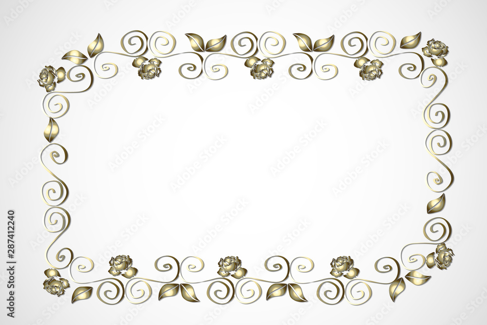 Gold roses frame greetings card template Gold roses frame greetings card template