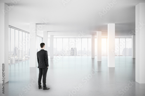Businessman in empty office