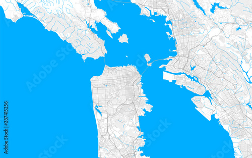Rich detailed vector map of San Francisco, California, U.S.A.