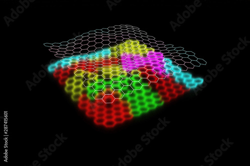 3d rendering of colored hexagonal cells with reflection  Установите приложение на смартфон и работайте офлайн  Переводите в Яндекс.Браузере photo